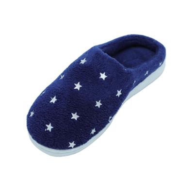 China Winter Durable Blue Shiny Men's Bedroom Star Velvet Indoor Slipper for sale