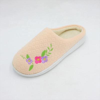 China House elegant flower embroidery tpr knitted outsole women indoor shoes for sale