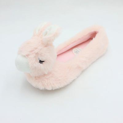 China Durable Cute Animal Velvet Pink Rabbit Girls Toy 3D Warm Indoor Slippers Kids for sale