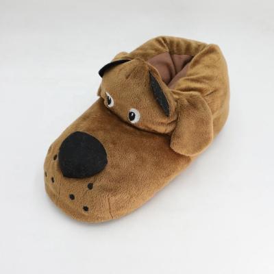 China Velvet Adult Men's Bedroom 3D Brown Dog Cartoon Toy Winter Slippers for sale