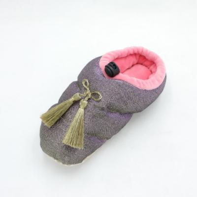 China Handmade purple cotton suede women bedroom bow-knot loafer indoor slipper outsole for sale