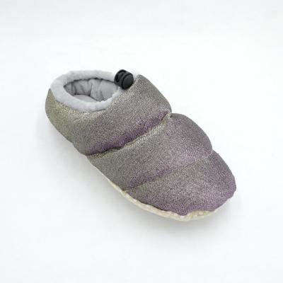 China House Cotton Filling Slipper Purple Warm Shiny Winter Women Indoor Moccasin for sale