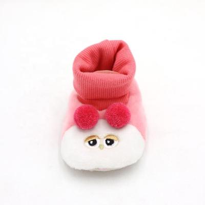 China Cute Light Red Bird Velvet Animal Embroidery Knitted Sock Cartoon Boots Slippers For Babies for sale