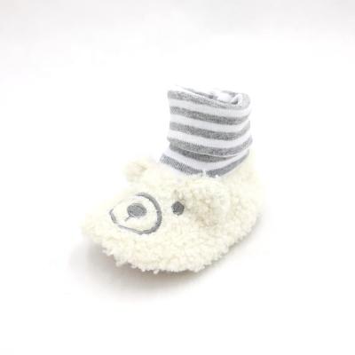 China White Bear Light Embroidery Boots Sock Slippers Cute Animal Baby for sale