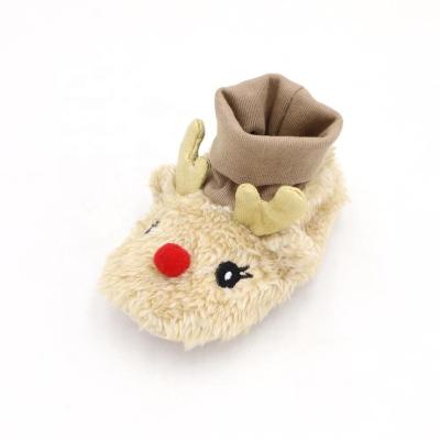 China Light Yellow Baby Winter Boots Elk Toys Kid Christmas Indoor Shoes for sale