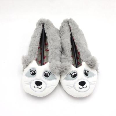 China Velvet Cat Stock Gray Winter Indoor Gril Ballerina Shoes for sale