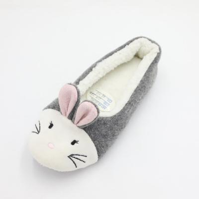 China Cute Gray Rabbit Felt Felt Embroidery Girl Shoes Hot Ballerina for sale