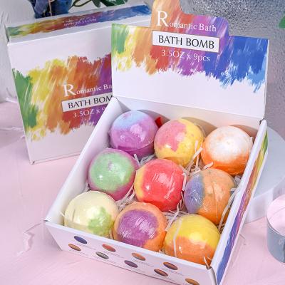 China Relaxation. Moisturize 9 Pcs Natural Organic Spa Salt Bath Ball Bombs Bubble Crystal Christmas Sea Salt Flowers Dinosa Egg Bath Balls Set for sale