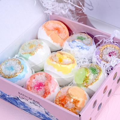 China Relaxation. Moisturizing Box Set 9-Pieces Sea Salt Bath Ball Bombs Natural Organic Bubble Crystal Christmas Bath Balls Diy Gift Set for sale