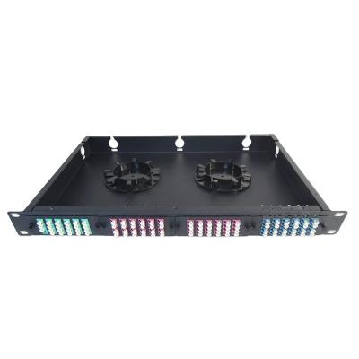 China Popular telecommunication equipment 24 cores 1u 2u 3u 4u chassis fiber optic rackmount patch panels with MTP/MPO male/female adapter for cassette for sale