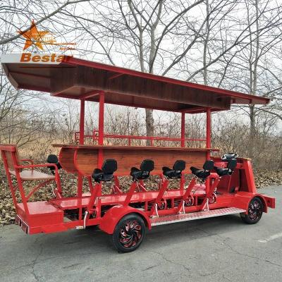 China 15 Passenger Beach Beer Bike Party Steel Cycling Electric Bus for sale