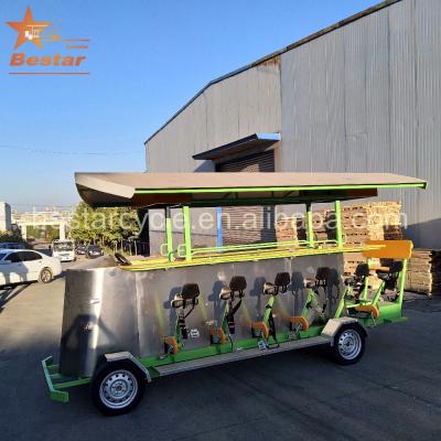 China Nice Passenger Bike For 15 Seat Rental Sightseeing Tours Cycle Party Pedal Beer Bike for sale