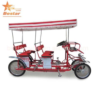 China Steel 4 People Surrey Bike Quadricycle For Sale Pedal Bar Human Power Surrey Bike for sale