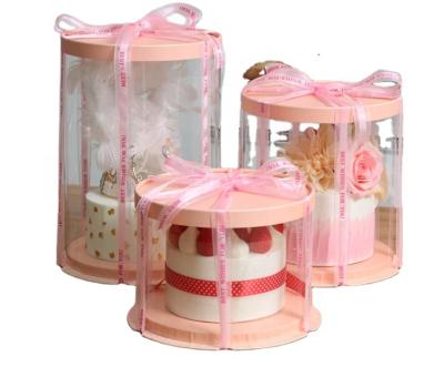 China Biodegradable Transparent Cake Box With Clear Bowknot Ribbon Gift Box 6 Inch Cake Box for sale