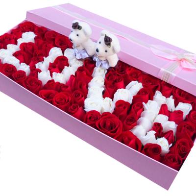 China Disposable Mom Flower Boxes I Love You For Gift Valentines Day Rose Packaging Custom Logo Paper Bouquet Flower Box for sale