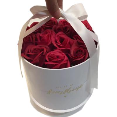 China Disposable Wholesale Custom Recycled Luxury Round Cylinder White Hard Cardboard Paper Gift Box For Flower for sale