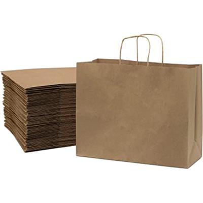 China Wholesale Custom Recyclable White Brown Kraft Gift Craft Shopping Paper Bags With Handle for sale