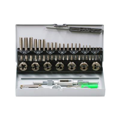 China MEIGAO111 Thread Internal Cutting 32 Pieces 3-12mm Tap Die Set High Quality High Speed ​​Steel Manual Round Tap Die Tool Kit Metric for sale