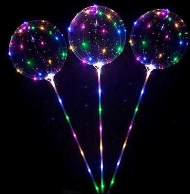 China Wholesale Promotional Toy Led Smart Bobo Globos Led Light Glow In The Dark Bubble Balloon Led Luminous Balloon With Stick String for sale