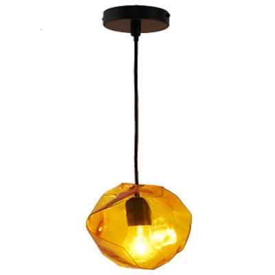 China Modern Nordic Lava rock shape Glass Shade amber color and multi color LED Pendant Lamp for sale