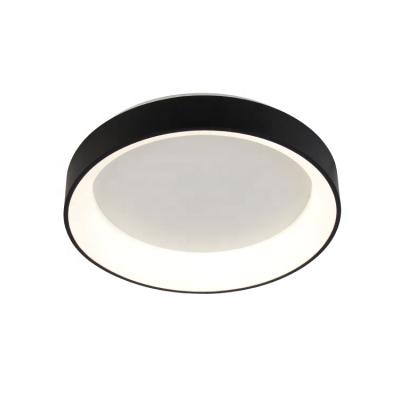 China Modern Living Room Light Black Round Mounted Aluminum PC LED Ceiling Lamp Panel Ceiling Light for sale