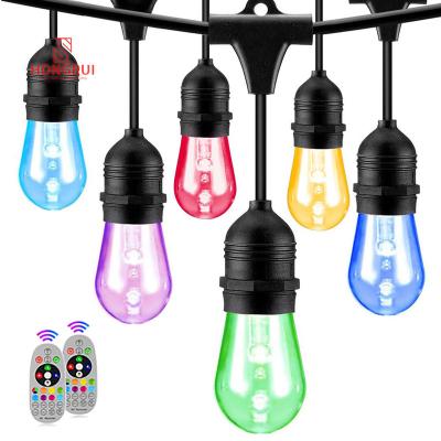 China Dimmable RGB S14 Light Bulb Holiday Commercial Outdoor Waterproof Patio Decoration RGBW Plastic Color Changing Led String Light for sale