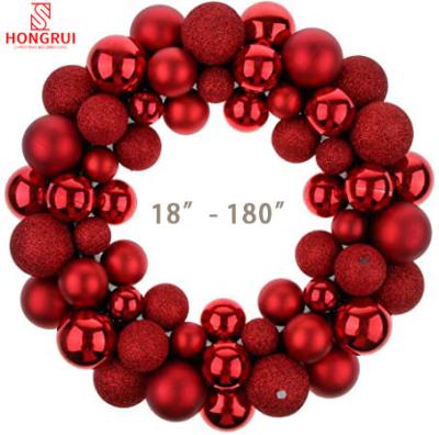 China Unbreakable Christmas Decoration Ball Garland Glitter Ornament Front Door Wall Garland Christmas Chirstmas Decor New Year Party Holiday for sale