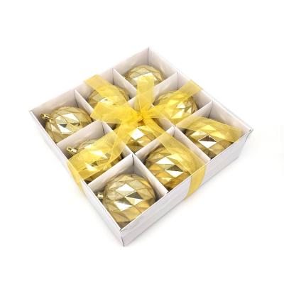 China Presentation Gift Set Factory Price Gift Box Packing 8CM Gold Christmas Decor Trees Acrylic Ball Ornaments for sale