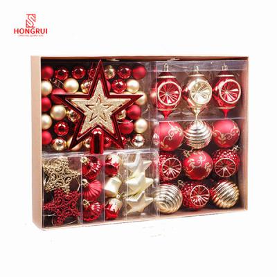 China Custom Shatterproof Empty Chirstmas Decor Garden Tree Hanging Plastic Christmas Ball Ornaments Small Christmas Baubles Set In Brown Paper Gift Box for sale