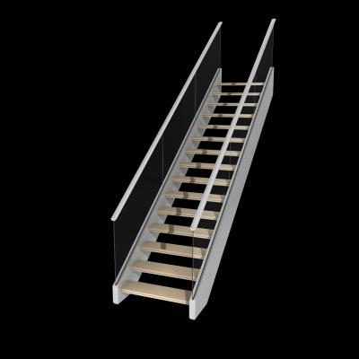 China modern indoor wooden stairs/stainless steel straight glass staircase/laminated glass staircase for sale