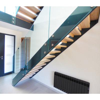 China Modern Factory Directly Selling Double Side Stringer Wooden Steps Stair Prices for sale