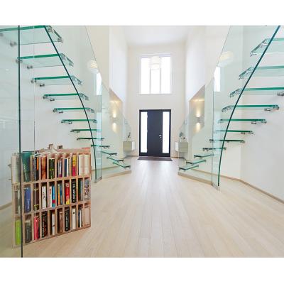 China Modern Prefab Modern Glass Cantilever Staircase Glass Floating Staircases for sale