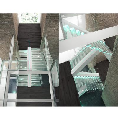 China Apartment Modern Wooden Step Floating Staircase Kit/Invisible Staircase Stringer Wooden Floating Staircase for sale