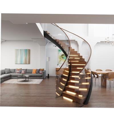 China Modern Customized Curved Staircase With Glass Railing / Staircase Curved Designs for sale