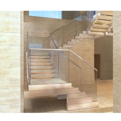 China Modern Wood Step Glass Rails Curved Staircase Curved Staircase Cost for sale