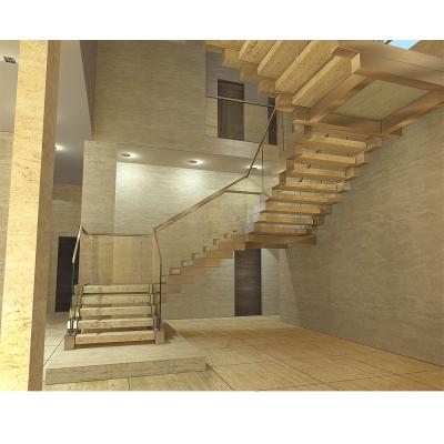 China Modern Design Modern Interior Curved Staircase With Tempered Glass Railing / Curved Staircase Cost for sale