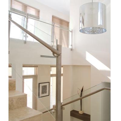 China Modern Indoor 304 Stainless Steel Post Brushed Glass Railing For Stairs for sale