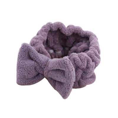 China Lady Elastic Shower Bowknot Soft Soft Headband Towel Makeup Remove Headband for sale