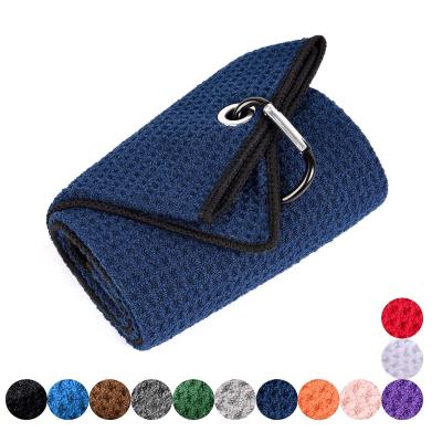 China China Textile Supplier Waffle Hook Golf QUICK DRY Towel With Logo Custom Made Microfiber Sports Towel for sale