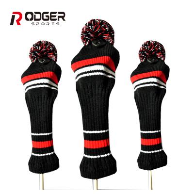 China Durable 3 Piece Knitted Golf Head Cover Set, Golf Driver Head Cover for sale