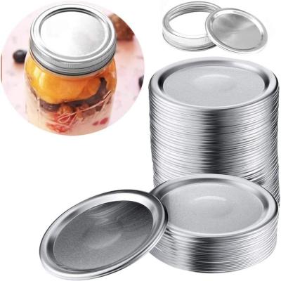 China Non Spill Mason Jar Regular Mouth Mason Jar Lids 70mm Wide Mouth Regular Silver Bulk Mouth Canning Lids 86mm For Food Drink Storage for sale