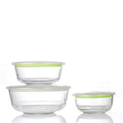 China Sustainable Safe Round Lunch Box Kitchen Supplies Glass Food Storage Seal for sale