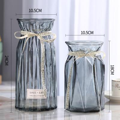 China Glass Modern Luxury Home Geometric Vase Decoration Cylindrical Vase for sale