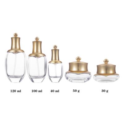 China 30ml 50ml 100ml 120ml 150ml 175ml Cosmetic Glass Lotion Bottle Cosmetic Empty Cream Bottle Set for sale