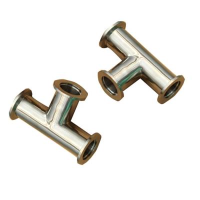 China Stainless Steel Cross Joint Straight Vacuum Equal 4 Way Tee Pipe Fittings Customized Size for sale