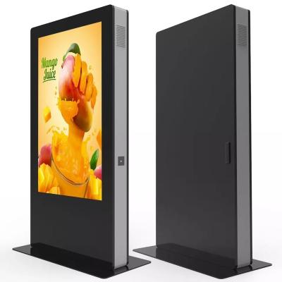 China Stand Alone 55 Inch Free Standing Outdoor Advertising Lcd Show IP65 And 2500 Nits Brightness Digital Signage for sale