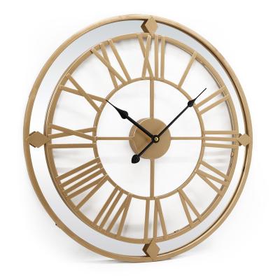 China Custom Antique Vintage Luxury Round Oversized Industrial Metal Style Gear Moving Wall Clock for sale