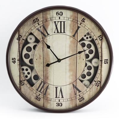 China European Style Antique Wooden Vintage Style Creative Retro Home Decoration Clocks Wall Clock for sale