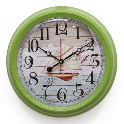 China Antique Style Iron Frame Hot Sale Decorative Green Wall Clock for sale