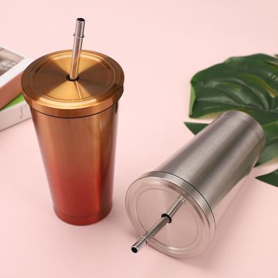 China Durable 304 Stainless Steel Double Wall Vacuum Insulated Sublimation Upright White Mugs Lean Slim Tumbler With Lid And Straw for sale